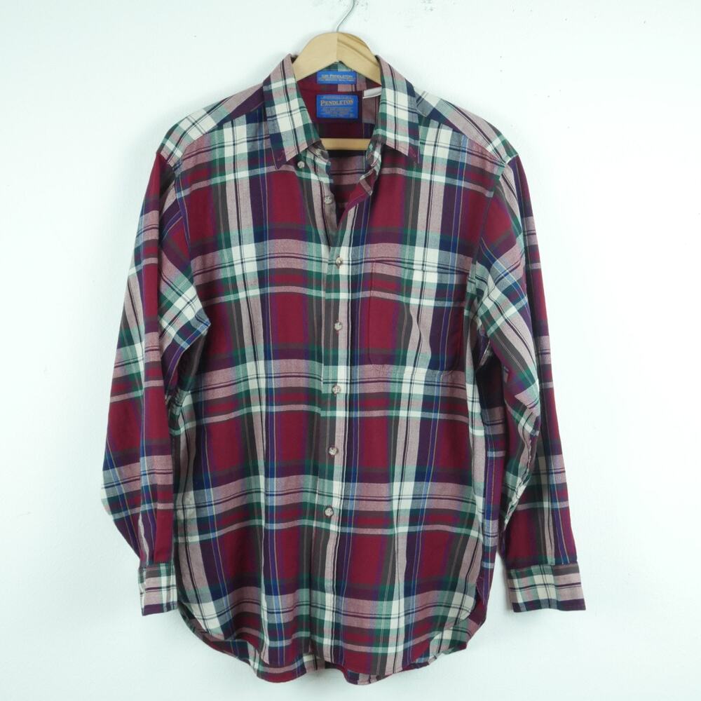 Pendleton Large Button Down Shirt‎ USA Wool Plaid Heritage Dad Grandpa Outdoors